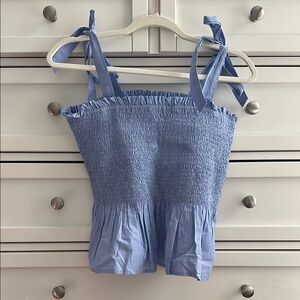Blue Smocked Women's Top